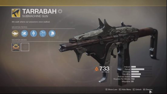 Destiny 2 exotic SMG: a compact gun covered in an organic black material