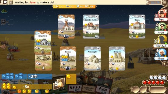 Best PC board games - some cards showing tech trees in Through the Ages.