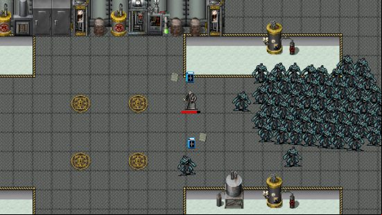 Best Vampire Survivors characters - Dommaria is running away from a horde of Mermen in a dairy factory.