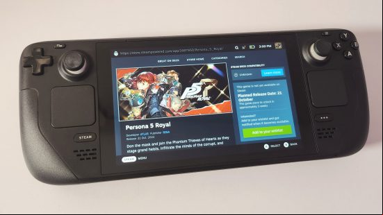 Persona 5 Royal Steam page displayed on a Steam Deck
