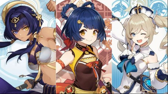 Genshin Impact Candace team comp: The best additions to a free-to-play team composition for a damage  Candace build, featuring Candace, Xiangling, and Barbara.
