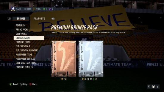 FIFA 23 trading methods: Bronze packs in the store