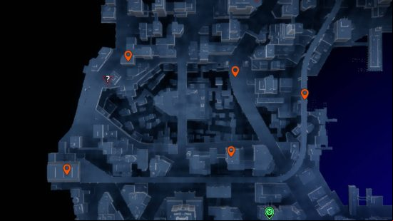 Gotham Knights Batarangs: orange pins showing the Batarang locations in The Cauldron.