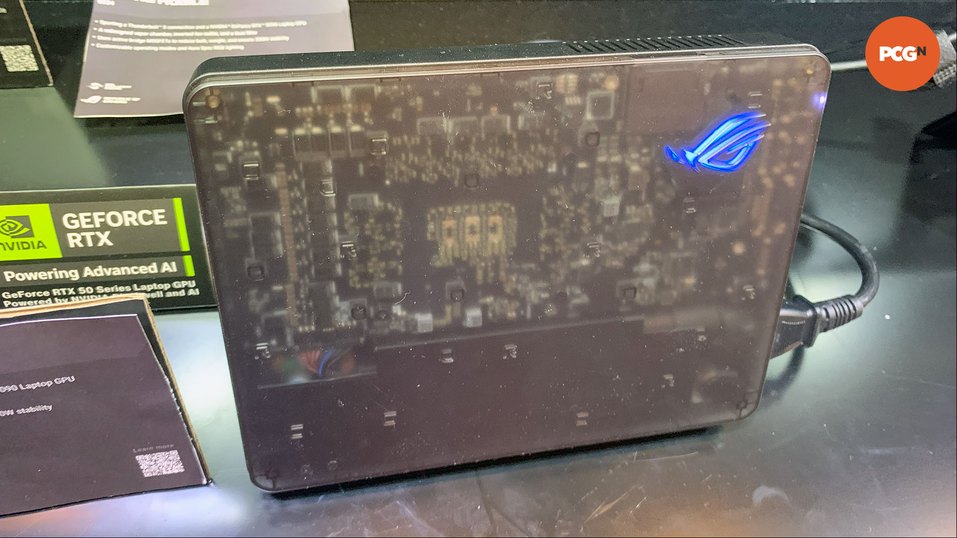 How to install a graphics card: Asus external Nvidia GeForce RTX 5090 laptop upgrade box.