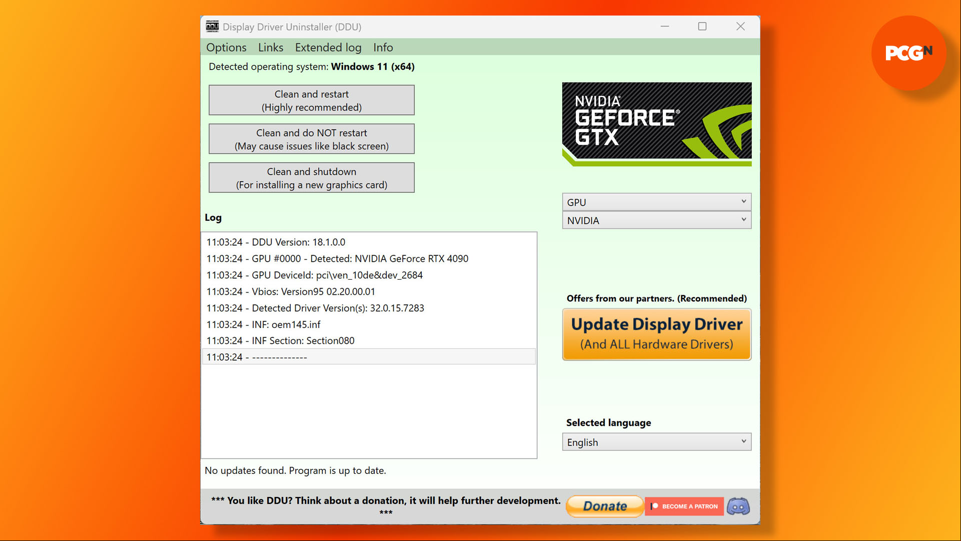 How to install a graphics card: uninstall old driver using DDU.