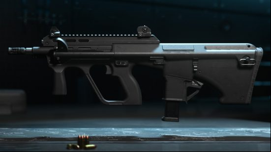 Best Warzone 2 SMGs: an MX9 SMG sits on display