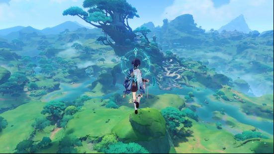 Genshin Impact's sprawling world as seen from above