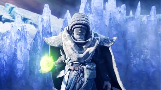 Destiny 2 - Eris Morn, a cloaked, hooded figure holding a green ball of energy