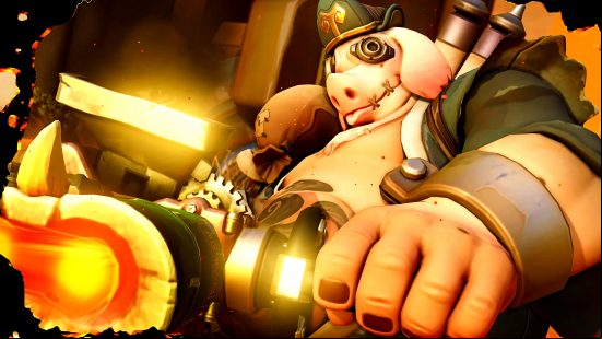 Overwatch 2 dev update - Roadhog in his pig-headed Bajie skin, firing off his whole hog