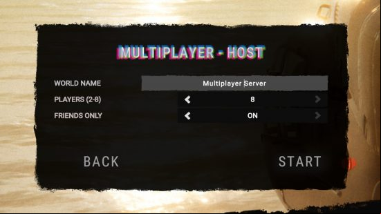 sons of the Forest multiplayer: The screen shows the multiplayer options in Sons of the Forest for hosting a game