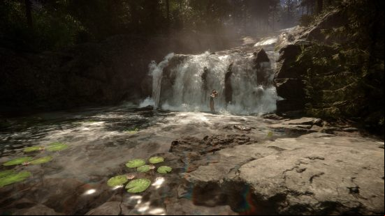 Sons of the Forest - Virginia washes herself under a waterfall