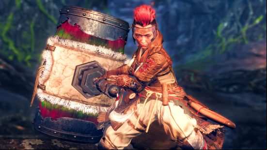 Wild Hearts update one patch notes - a hunter swigning a giant maul around them