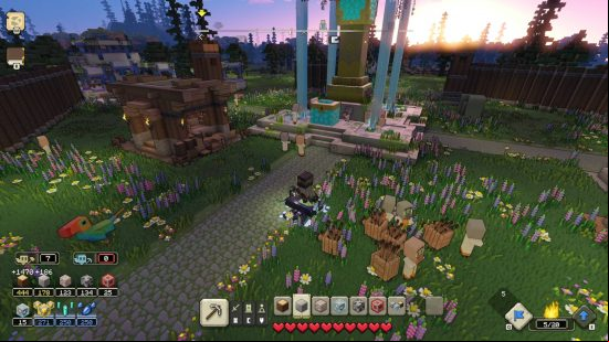Minecraft Legends Lapis Lazuli - the player along with his golems is approaching the chest.