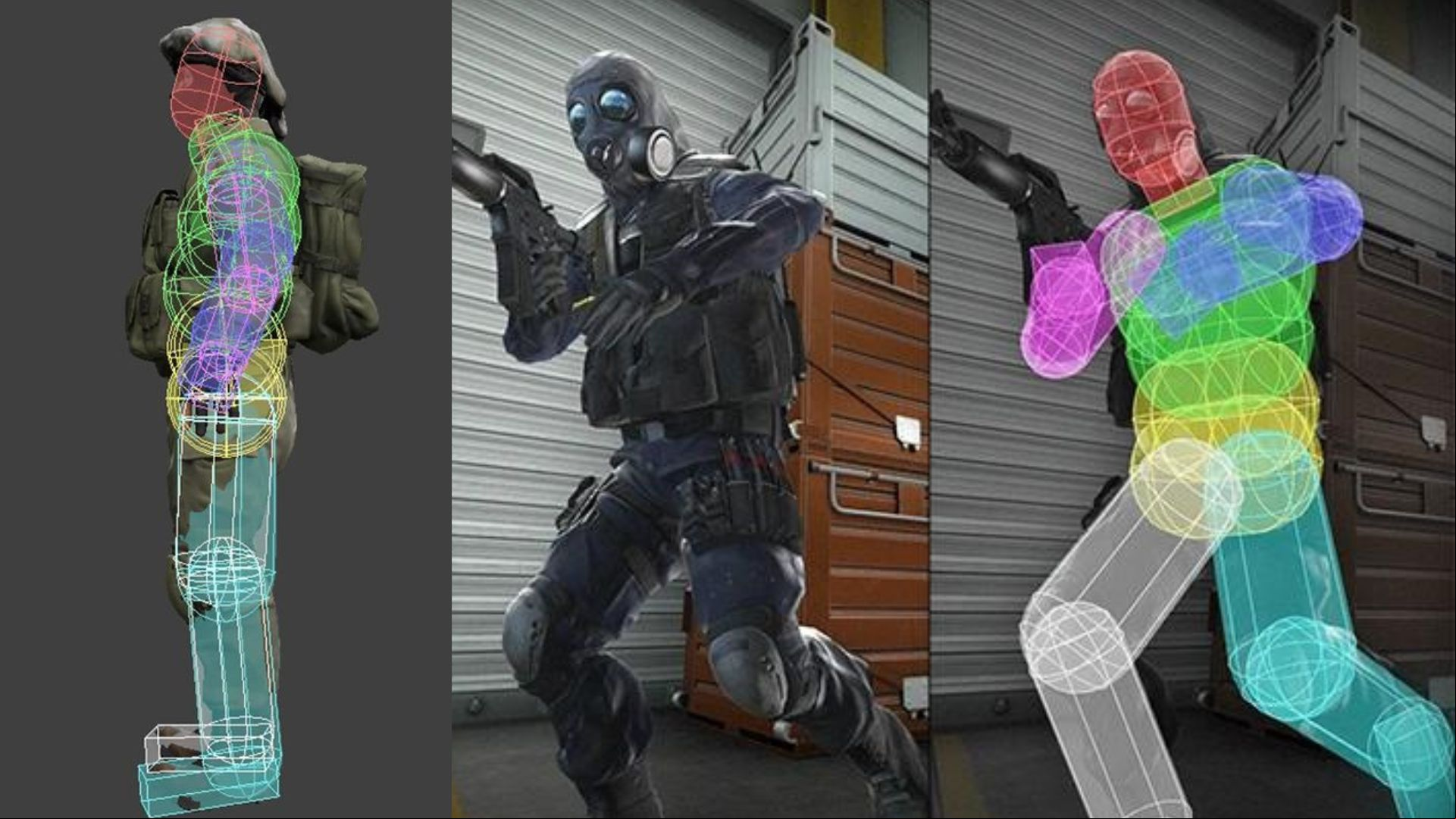 Counter-Strike 2 is better with follow recoil - here's why: A series of wireframe soldier models from Valve FPS game CSGO