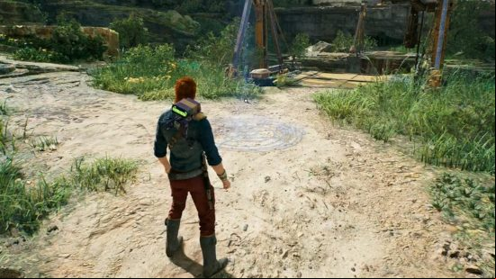How to change lightsaber stance in jedi survivor: Cal Kestis looks at a meditation area, where you can choose your two lightsaber stances.
