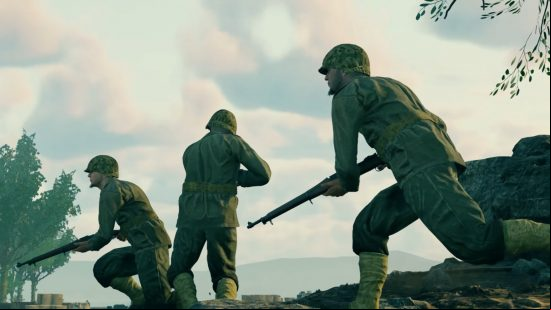 Best cross-platform games: Enlisted. Image shows soldiers on the march.
