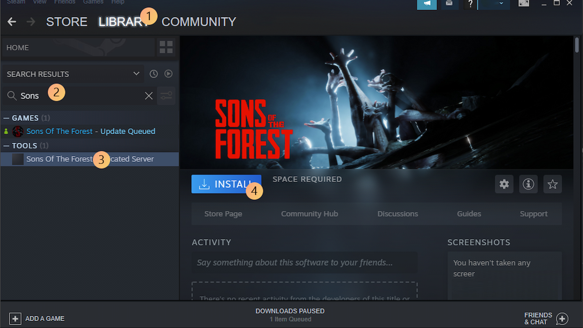 A screenshot showing how to use dedicated servers for Sons of the Forest on Steam