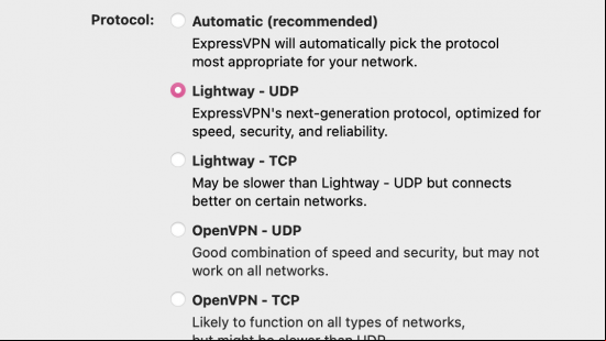 A screenshot of the ExpressVPN app on a mac