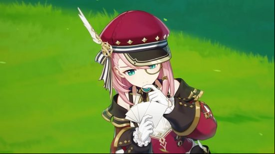 Genshin Impact 4.0 will help you catch Crystalflies in the worst way: anime girl with pink hair holding photos