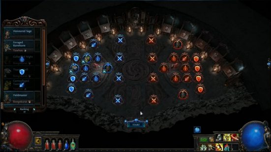 Path of Exile 3.22 Trial of the Ancestors - the setup screen for the new sports-style autobattler mode.