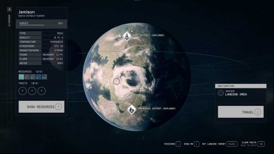 Using the Starfield fast travel feature to get to New Atlantis.