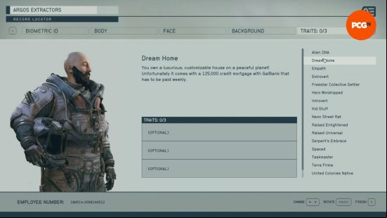 Dream Home is one of the many Starfield traits explained on-screen as you select it during character creation.