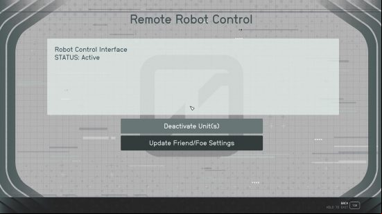 Disable Starfield turrets: a computer screen showing options to disable turrets.