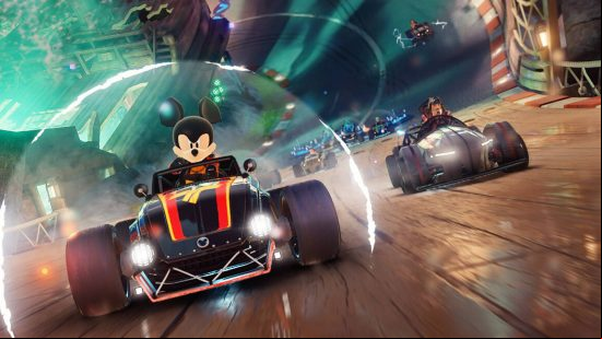 Disney Speedstorm codes - Mickey Mouse and the Beast are trying to outrace each other in go-karts.