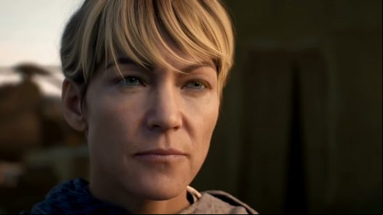 A close up of Kate Laswell in Modern Warfare 2, played, in the MW3 cast list, by Rya Kihlstedt.