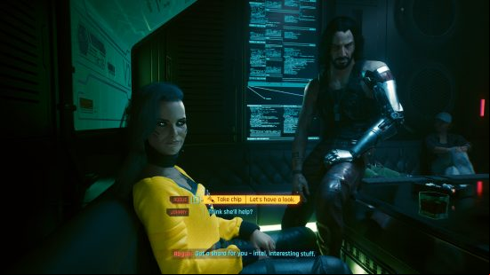 A screenshot from Cyberpunk 2077 with Ray Reconstruction enabled