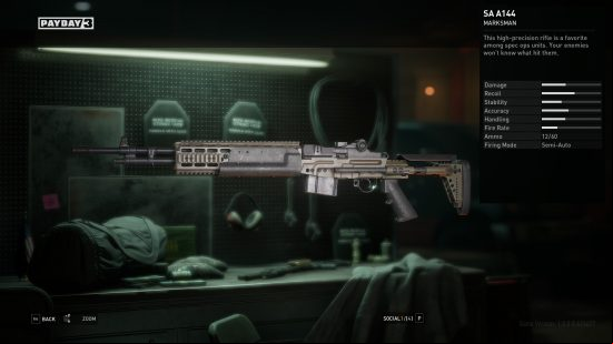 The SA A144, one of the best Payday 3 weapons.