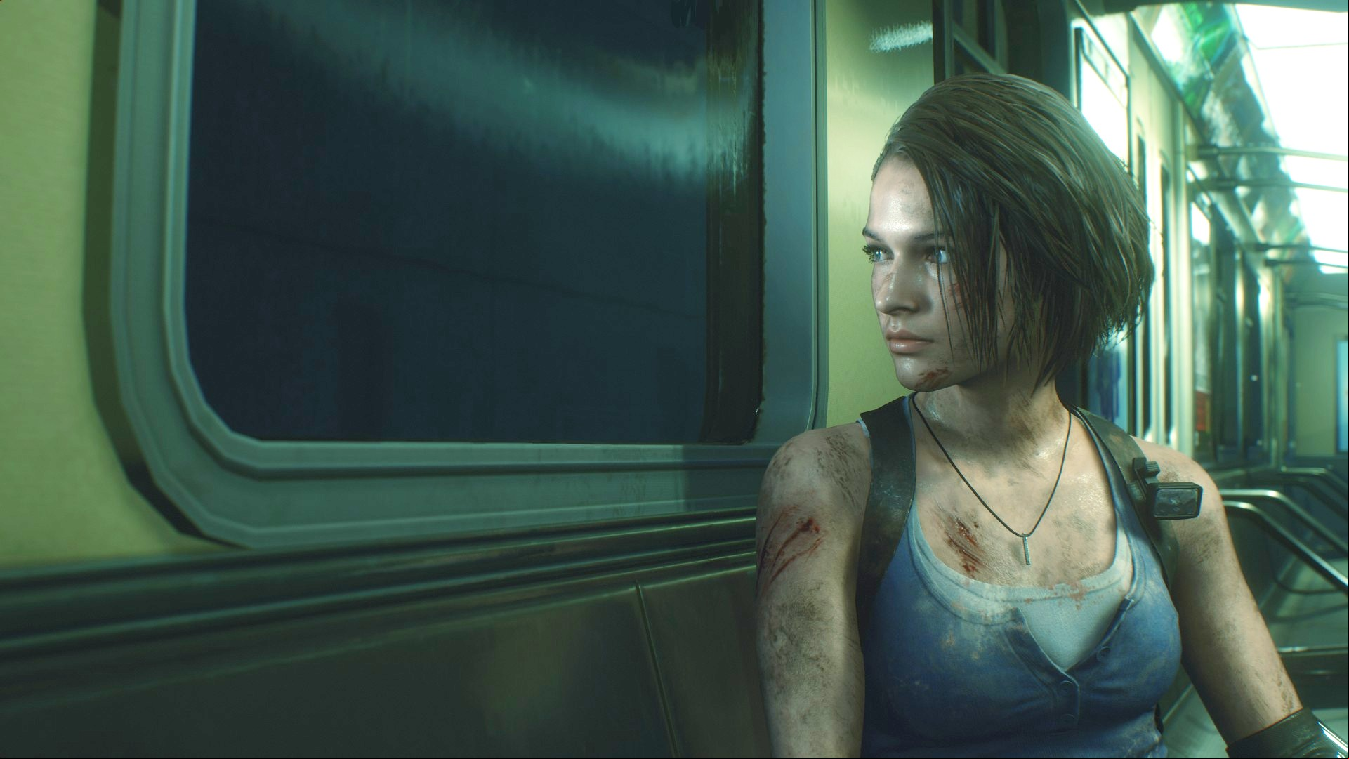 Resident Evil 3 Remake is good: Jill Valentine in a subway car from Capcom survival horror game Resident Evil 3 Remake
