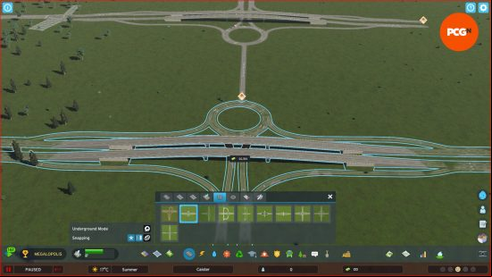 The Cities Skylines 2 highways now have intersections. Here are two intersections linked together by a dual lane.