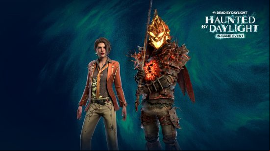 Med and The Knight stand side by side in their unlockable outfits from the DBD Haunted by Daylight event 2023.