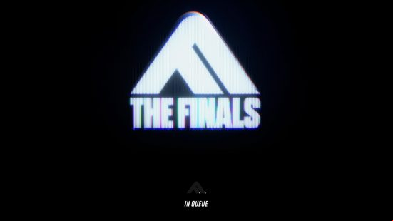 The Finals server status: A black screen showing The Finals logo and "in queue" text.