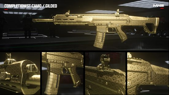 Five different shots of the MW3 Gilded Mastery Camo.