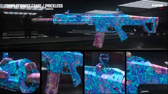 Five different shots of the MW3 Priceless Mastery Camo.