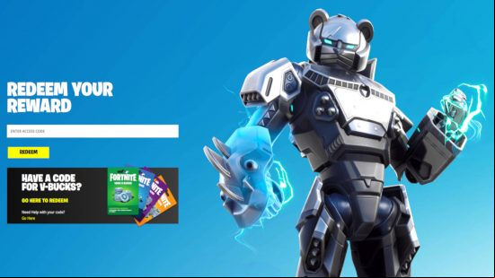 The Fortnite codes redeem website has a field to enter to potentially get new items.