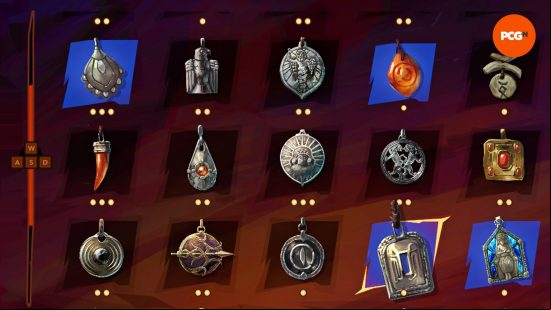 The Prince of Persia The Lost Crown amulets as they appear in the platform game's inventory