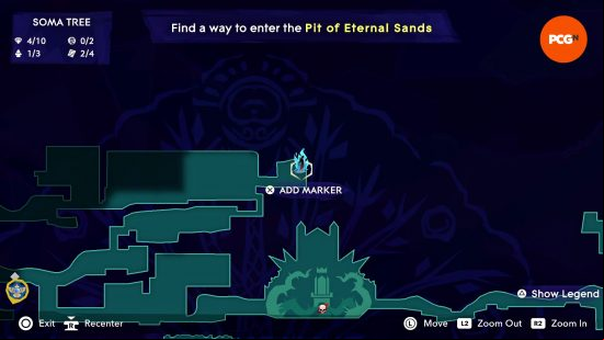 The map of Mount Qaf depicting the position of the Prince of Persia Spirited Sand Jar in the Soma Tree.