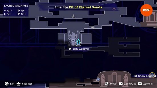 The map of Mount Qaf depicting the position of the Prince of Persia Spirited Sand Jar in the Sacred Archives.