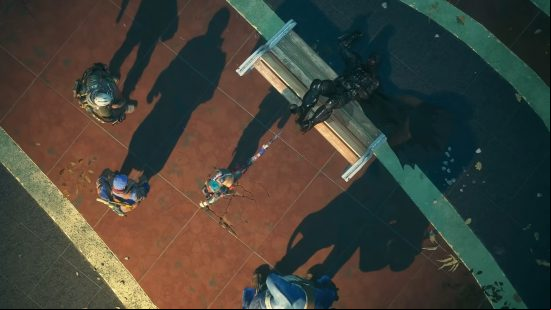 Suicide Squad Kill the Justice League Batman: the four  of the anti-hero Suicide Squad look on at the corpse of Batman.