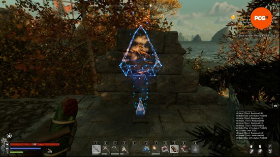 A completed Nightingale Puzzle Core, with glittering lights above it.