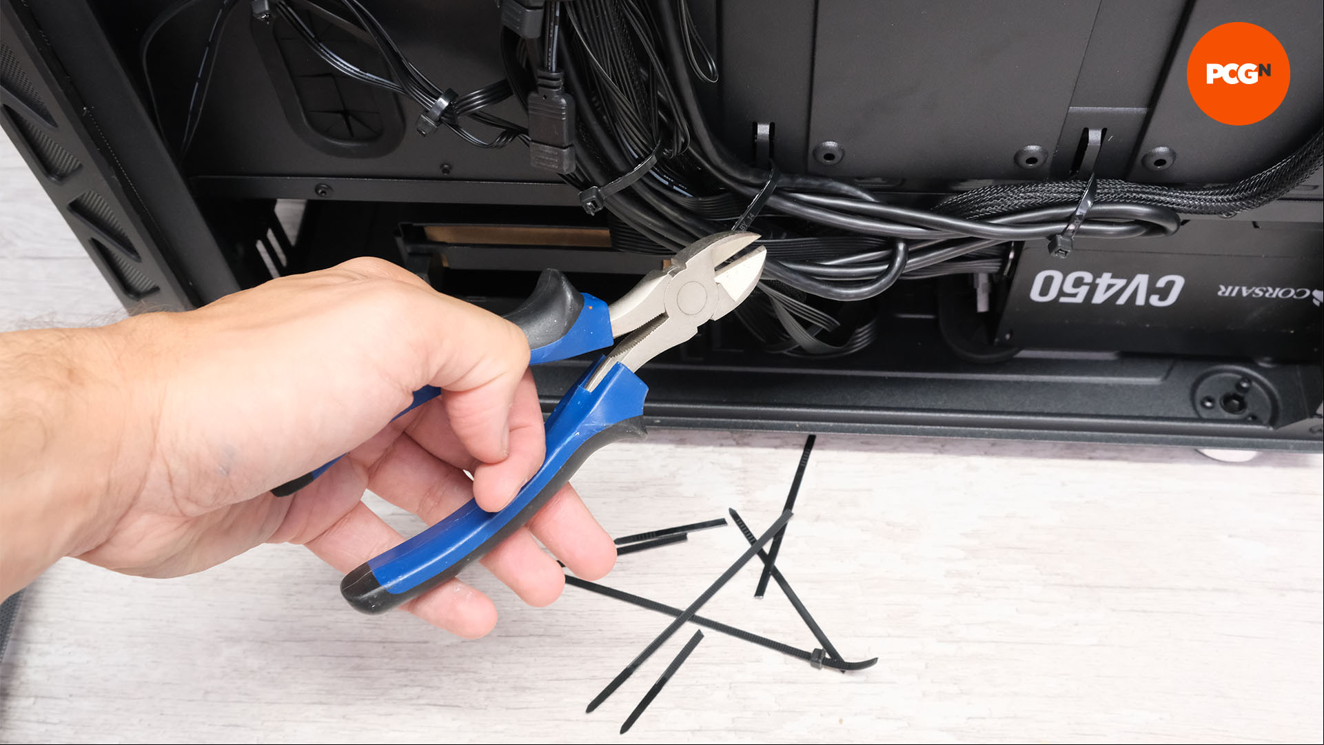 How to build a gaming PC: Snip the ends off the cable ties with some side cutters