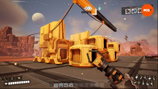 Satisfactory interview - Community manager Snutt Treptow builds a series of objects using the blueprint feature.
