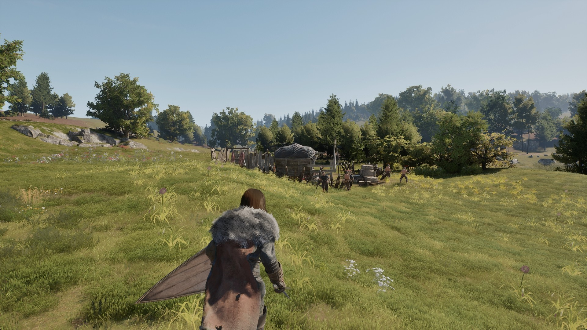 Bellwright strategy game: A hero traverses the landscape in Steam strategy game Bellwright