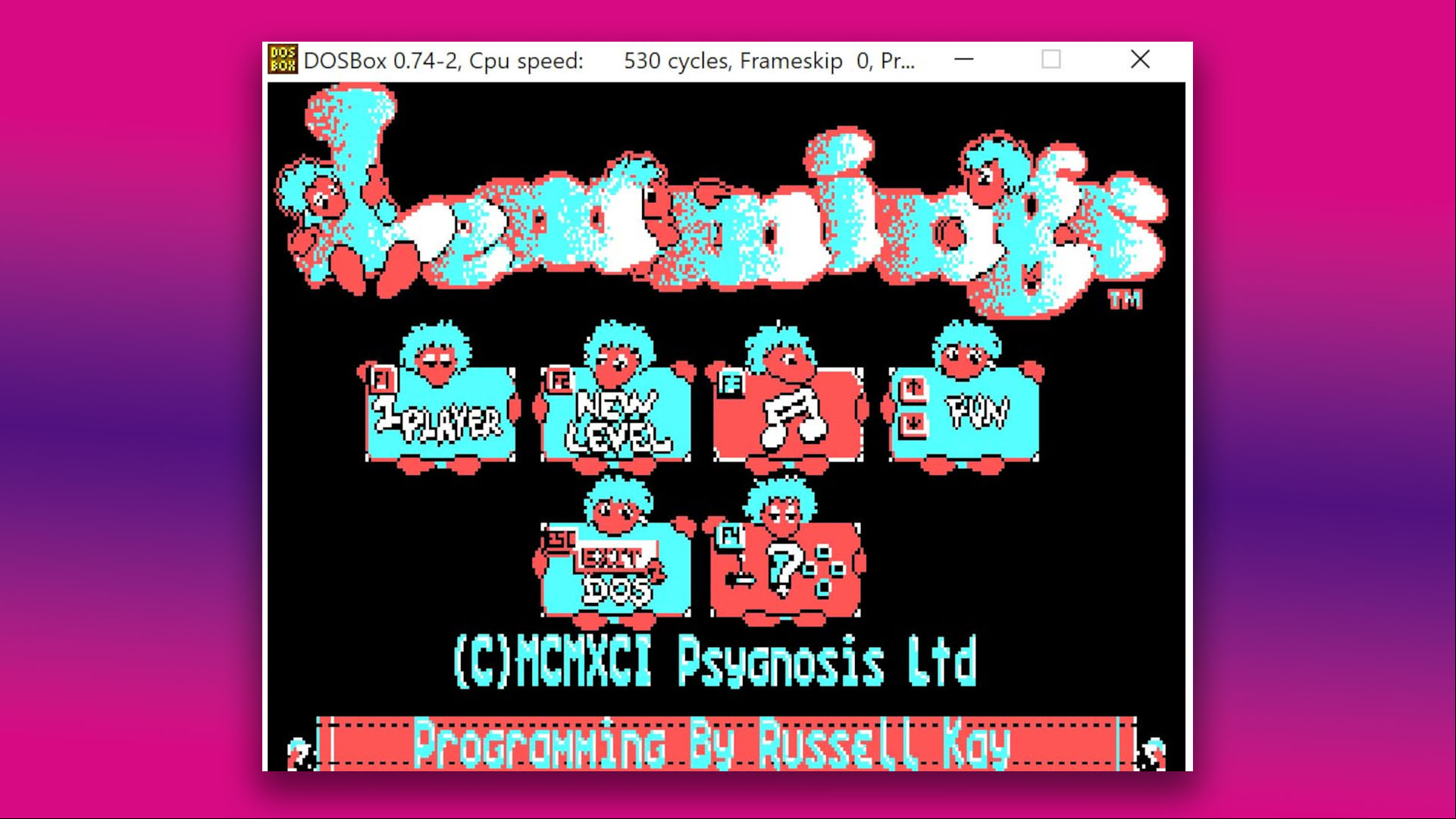 CGA graphics: Lemmings Dropbox screenshot
