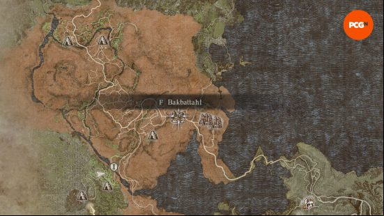Dragon's Dogma 2 map: Bakbattahl is shown pinned on the map