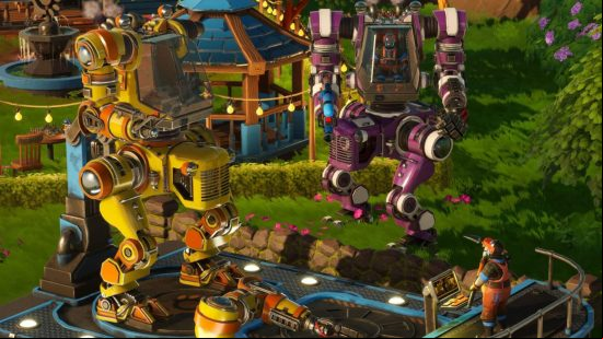 two mechs near an upgrade depo in lightyear frontier