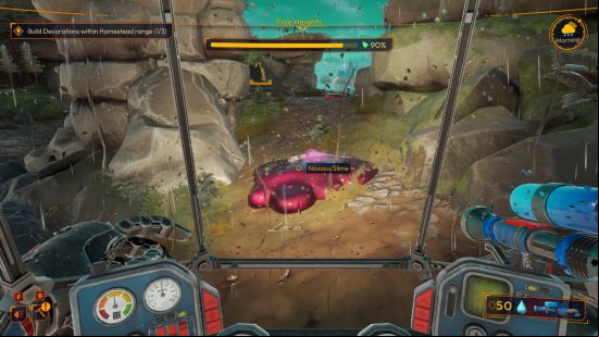 a small puddle of purple slime in lightyear frontier
